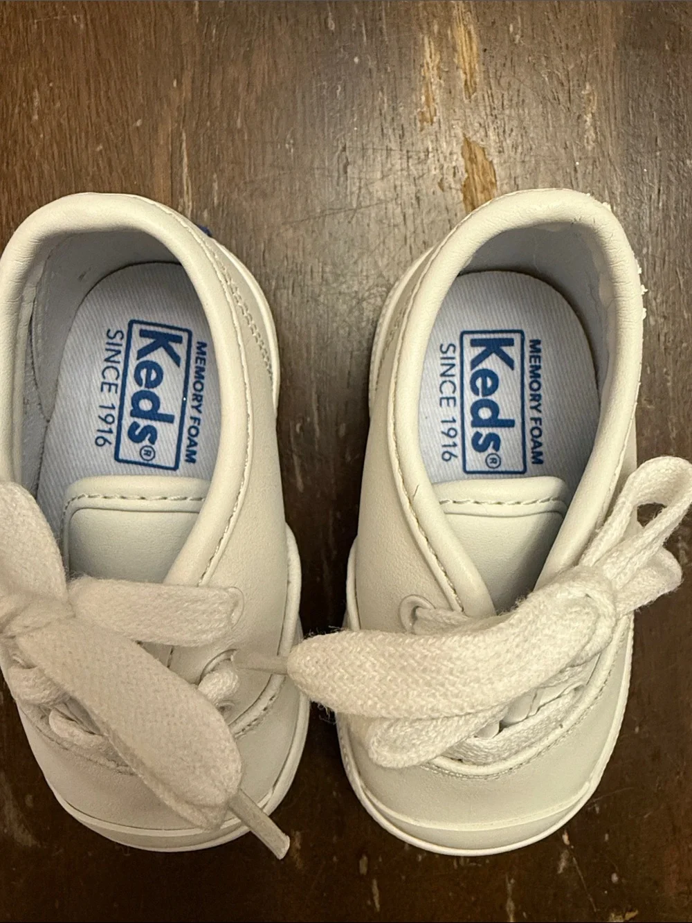 Keds White Toddler Lace-Up Leather Sneakers